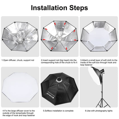 PULUZ 95 ซม. Speedlite แฟลชแปดเหลี่ยม Parabolic Softbox Bowens Mount Diffuser, 95cm Octangle