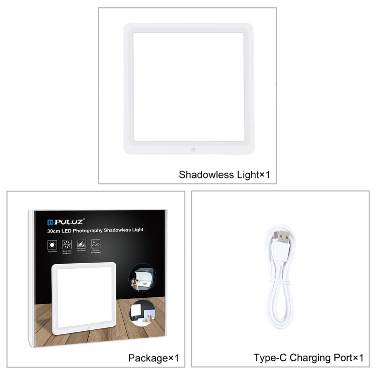 PULUZ LED Shadowless Light Pad สำหรับกล่องสตูดิโอถ่ายภาพขนาด 30 ซม, 30cm Shadowless Light