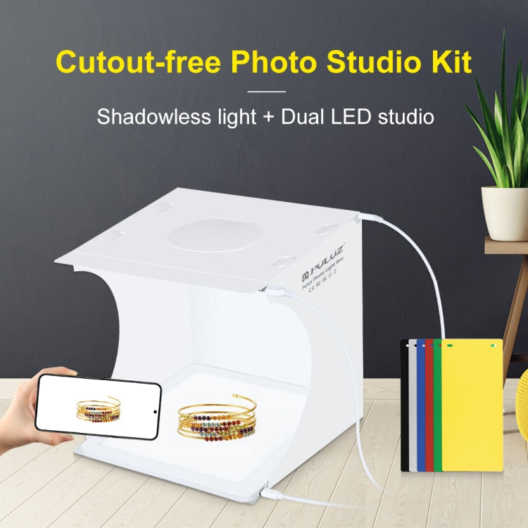 PULUZ Mini LED การถ่ายภาพ Shadowless Light โคมไฟแผง Pad สตูดิโอถ่ายภาพเต็นท์กล่อง, วัสดุอะคริลิค, 20 ซม. x 20 ซม. พื้นที่ที่มีประสิทธิภาพ, 20cm(2 LED) + Shadowless Light