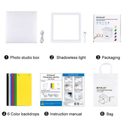 PULUZ Mini LED การถ่ายภาพ Shadowless Light โคมไฟแผง Pad สตูดิโอถ่ายภาพเต็นท์กล่อง, วัสดุอะคริลิค, 20 ซม. x 20 ซม. พื้นที่ที่มีประสิทธิภาพ, 20cm(2 LED) + Shadowless Light