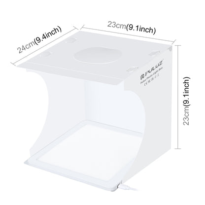PULUZ Mini LED การถ่ายภาพ Shadowless Light โคมไฟแผง Pad สตูดิโอถ่ายภาพเต็นท์กล่อง, วัสดุอะคริลิค, 20 ซม. x 20 ซม. พื้นที่ที่มีประสิทธิภาพ, 20cm(2 LED) + Shadowless Light
