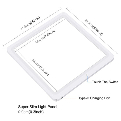 PULUZ Mini LED การถ่ายภาพ Shadowless Light โคมไฟแผง Pad สตูดิโอถ่ายภาพเต็นท์กล่อง, วัสดุอะคริลิค, 20 ซม. x 20 ซม. พื้นที่ที่มีประสิทธิภาพ, 20cm(2 LED) + Shadowless Light