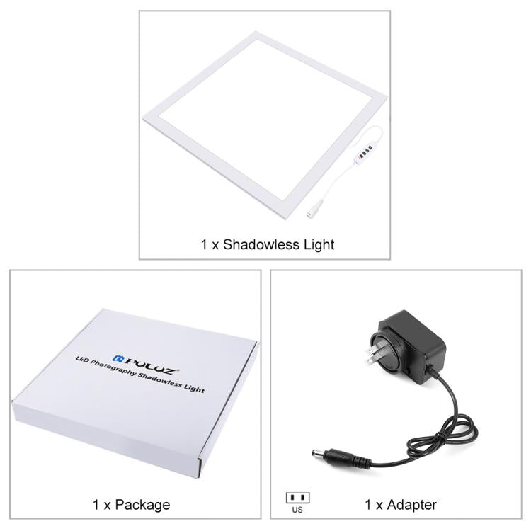 PULUZ 1000LM LED อะคริลิคไม่มี Polar Dimming Shadowless Light Pad พร้อมสวิตช์สำหรับ 40 ซม.กล่องสตูดิโอถ่ายภาพ, Light(US), Light(UK), Light(EU)