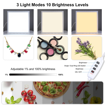PULUZ 1000LM LED อะคริลิคไม่มี Polar Dimming Shadowless Light Pad พร้อมสวิตช์สำหรับ 40 ซม.กล่องสตูดิโอถ่ายภาพ, Light(US), Light(UK), Light(EU)