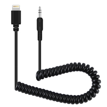 PULUZ 3.5 มม. TRRS ชาย 8 พินชายสดไมโครโฟนอะแดปเตอร์เสียงสปริงขดสายเคเบิลสำหรับ iPhone, สายเคเบิลยืดถึง 100 ซม., 3.5mm Male to 8 Pin
