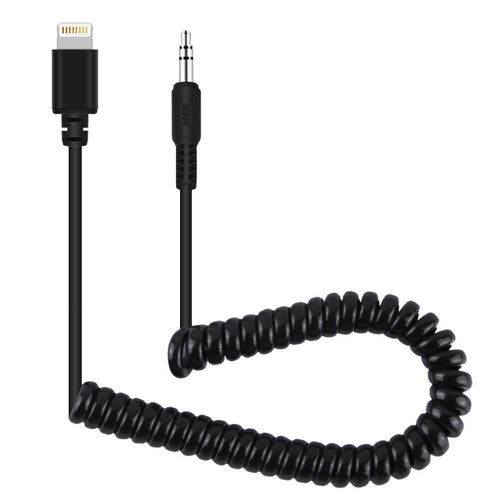 PULUZ 3.5 มม. TRRS ชาย 8 พินชายสดไมโครโฟนอะแดปเตอร์เสียงสปริงขดสายเคเบิลสำหรับ iPhone, สายเคเบิลยืดถึง 100 ซม., 3.5mm Male to 8 Pin