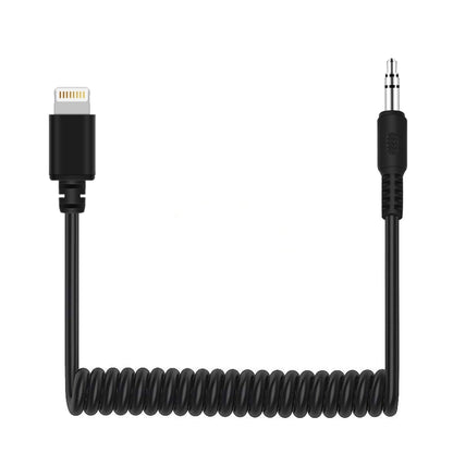 PULUZ 3.5 มม. TRRS ชาย 8 พินชายสดไมโครโฟนอะแดปเตอร์เสียงสปริงขดสายเคเบิลสำหรับ iPhone, สายเคเบิลยืดถึง 100 ซม., 3.5mm Male to 8 Pin