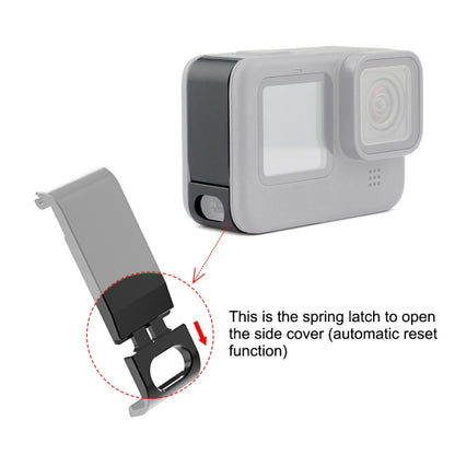 PULUZ Metal Battery Side Interface Cover สำหรับ GoPro HERO12 Black / 11 Black / 10 Black / 9 Black, Metal Plastic Side Cover