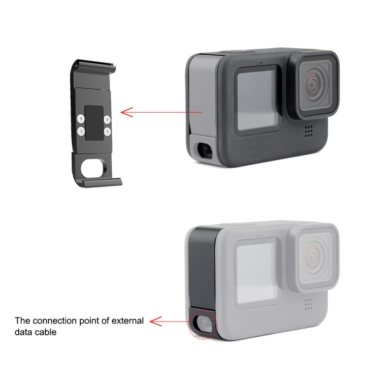 PULUZ Metal Battery Side Interface Cover สำหรับ GoPro HERO12 Black / 11 Black / 10 Black / 9 Black, Metal Plastic Side Cover
