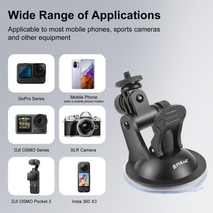 PULUZ รถดูดถ้วยเมาด้วยสกรูและอะแดปเตอร์เมาขาตั้งกล้องและถุงเก็บสำหรับ GoPro Hero11 ดำ / HERO10 ดำ / 9 ดำ / 8 ดำ / 7/6/5/5 เซสชัน / 4 เซสชัน / 4/3 + / 3/2/1, DJI Osmo Action และกล้องแอคชั่นอื่นๆ, Sucker Mount