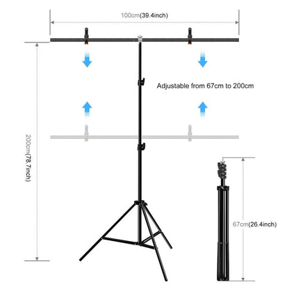 PULUZ 1x2m T-Shape Photo Studio พื้นหลังรองรับฉากหลังคานยึดชุดพร้อมคลิป, 1 x 2m Bracket Kit