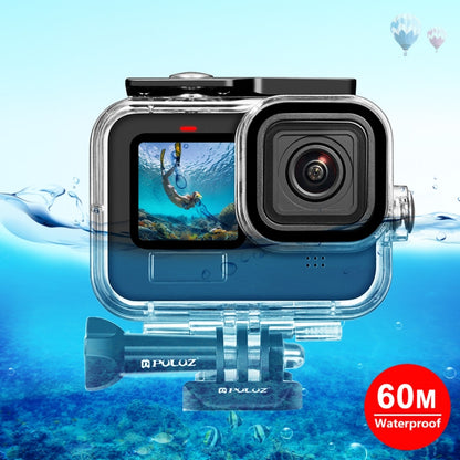 PULUZ สำหรับ GoPro HERO12 สีดำ / 11 สีดำ / 10 สีดำ / 9 สีดำ 60 เมตรเคสกันน้ำที่อยู่อาศัยพร้อมหัวเข็มขัดพื้นฐานเมาและสกรู, For GoPro HERO9 Black