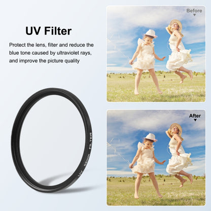 PULUZ 52 มม. ฟิลเตอร์เลนส์ UV สำหรับ GoPro HERO12 ดำ / 11 ดำ / 10 ดำ / 9 ดำพร้อมแหวนอะแดปเตอร์, UV Filter