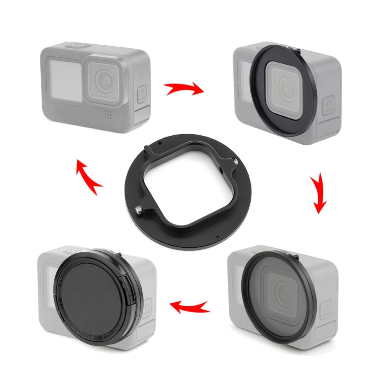 PULUZ 52 มม. ฟิลเตอร์เลนส์ UV สำหรับ GoPro HERO12 ดำ / 11 ดำ / 10 ดำ / 9 ดำพร้อมแหวนอะแดปเตอร์, UV Filter