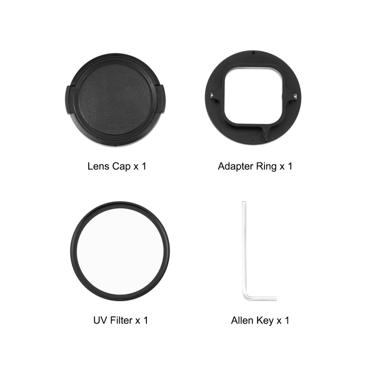 PULUZ 52 มม. ฟิลเตอร์เลนส์ UV สำหรับ GoPro HERO12 ดำ / 11 ดำ / 10 ดำ / 9 ดำพร้อมแหวนอะแดปเตอร์, UV Filter