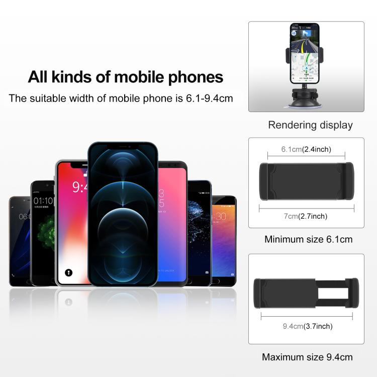 PULUZ 360 องศาหมุนถ้วยดูดยึดยึดยึดสำหรับ iPhone, Galaxy, Huawei, Xiaomi, Sony, HTC, Google และสมาร์ทโฟนอื่น ๆ, Phone Suction Cup Mount