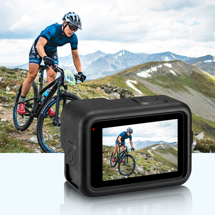 PULUZ สำหรับ GoPro HERO12 Black / 11 Black / 10 Black / 9 เคสซิลิโคนสีดำ + POM ฝาครอบอินเทอร์เฟซด้านข้างพร้อมสายรัดข้อมือและฝาครอบเลนส์, For GoPro HERO12 Black Silicone Case + Side Cover