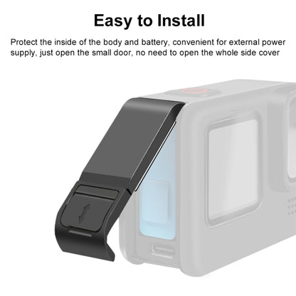 ฝาครอบส่วนต่อประสานแบตเตอรี่พลาสติก PULUZ POM สำหรับ GoPro HERO12 ดำ / 11 ดำ / 10 ดำ / 9 ดำ, POM Plastic Side Cover