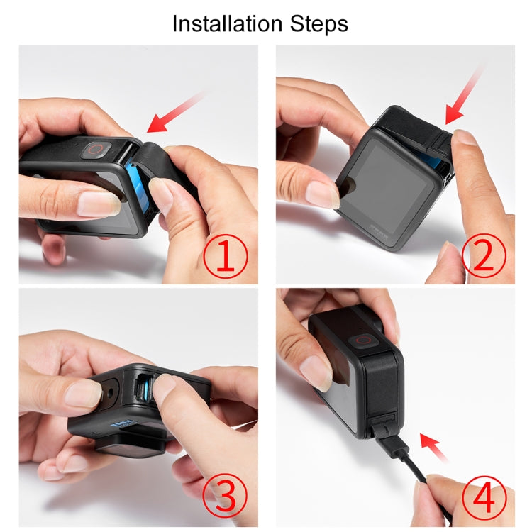 ฝาครอบส่วนต่อประสานแบตเตอรี่พลาสติก PULUZ POM สำหรับ GoPro HERO12 ดำ / 11 ดำ / 10 ดำ / 9 ดำ, POM Plastic Side Cover