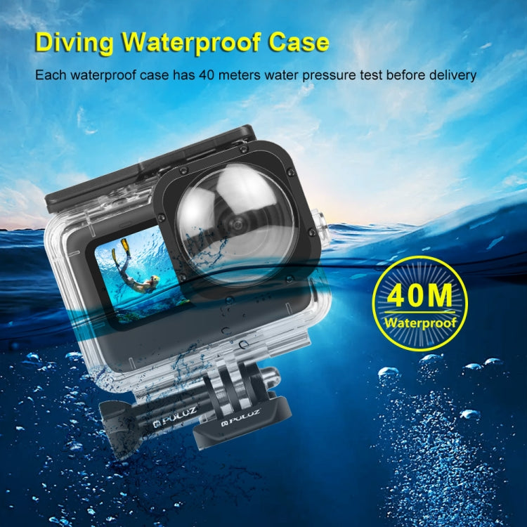 PULUZ 40 เมตรเคสกันน้ำที่อยู่อาศัยพร้อมหัวเข็มขัดพื้นฐานเมาและสกรูสำหรับ GoPro HERO12 ดำ / 11 ดำ / 11 ดำมินิ / 10 ดำ / 9 ดำ Max เลนส์ Mod, For GoPro Hero11 Black / HERO10 Black