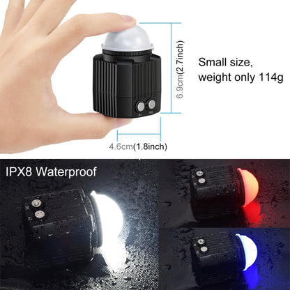 PULUZ 60 เมตรใต้น้ำ LED การถ่ายภาพเติมแสง 7.4 โวลต์ / 1100 มิลลิแอมป์ชั่วโมงดำน้ำแสงสำหรับ GoPro Hero11 ดำ / HERO10 ดำ / HERO9 ดำ / HERO8 / HERO7 / 6/5/5 เซสชัน / 4 เซสชัน / 4/3 + / 3/2/1, Insta360ONE R, DJI Osmo Action และกล้องแอคชั่นอื่นๆ, 7.4V/1100mAh