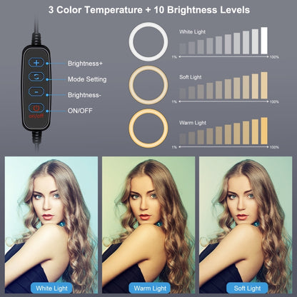 PULUZ 6.2 นิ้ว 16 ซม. แหวนไฟเซลฟี่ 3 โหมด USB หรี่แสงได้อุณหภูมิสีคู่ LED โค้งวิดีโอบล็อกการถ่ายภาพไฟวิดีโอพร้อมตัวยึดคลิปจอภาพ, 6.2 inch Light+Clip