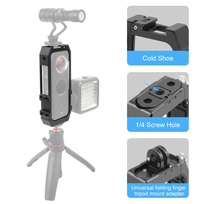 PULUZ กรอบป้องกันกรง Rig ที่อยู่อาศัยพร้อมที่ยึดรองเท้าเย็นและอะแดปเตอร์ขาตั้งกล้องพับแม่เหล็กสำหรับ Insta360 ONE X2, Cage For Insta360 ONE X2