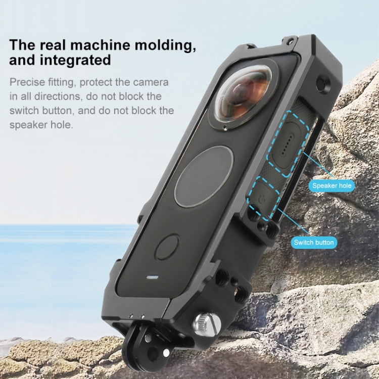 PULUZ กรอบป้องกันกรง Rig ที่อยู่อาศัยพร้อมที่ยึดรองเท้าเย็นและอะแดปเตอร์ขาตั้งกล้องพับแม่เหล็กสำหรับ Insta360 ONE X2, Cage For Insta360 ONE X2