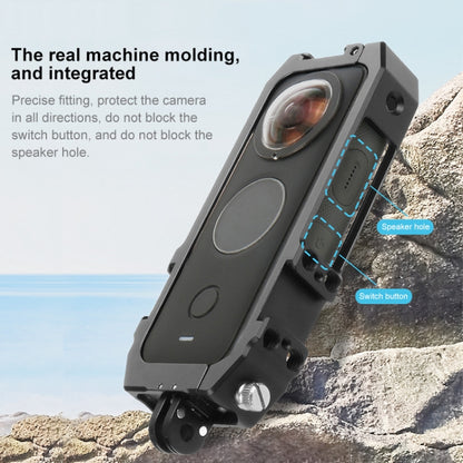 PULUZ กรอบป้องกันกรง Rig ที่อยู่อาศัยพร้อมที่ยึดรองเท้าเย็นและอะแดปเตอร์ขาตั้งกล้องพับแม่เหล็กสำหรับ Insta360 ONE X2, Cage For Insta360 ONE X2