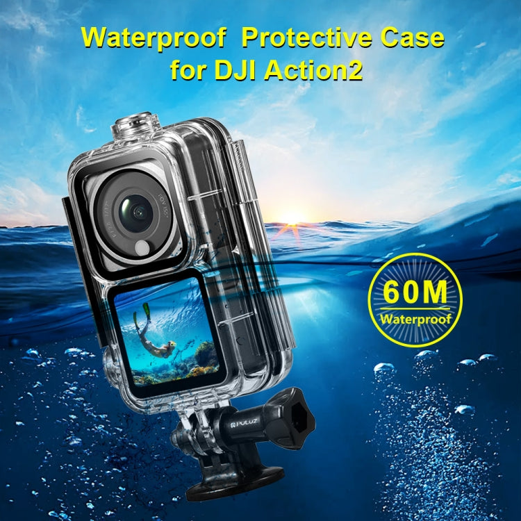 PULUZ 60 เมตรกันน้ำที่อยู่อาศัยกรณีดำน้ำสำหรับ DJI การกระทำ 2 หน่วยกล้อง / การดำเนินการ 2 อำนาจ Combo / การกระทำ 2 คู่หน้าจอคำสั่งผสม, Diving Case