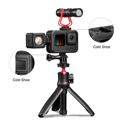 PULUZ ที่ชาร์จ PA เฟรมเมาท์กรงพร้อมช่องฐานรองเท้าเย็นสำหรับ Gopro HERO12 ดำ / 11 ดำ / 11 ดำมินิ / 10 ดำ / 9 ดำ, Chargeable PA Frame Mount