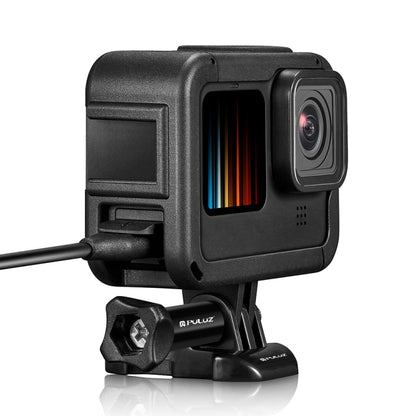PULUZ ที่ชาร์จ PA เฟรมเมาท์กรงพร้อมช่องฐานรองเท้าเย็นสำหรับ Gopro HERO12 ดำ / 11 ดำ / 11 ดำมินิ / 10 ดำ / 9 ดำ, Chargeable PA Frame Mount