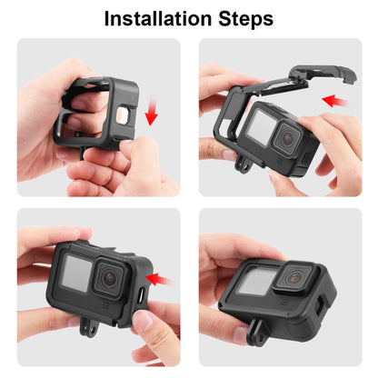 PULUZ ที่ชาร์จ PA เฟรมเมาท์กรงพร้อมช่องฐานรองเท้าเย็นสำหรับ Gopro HERO12 ดำ / 11 ดำ / 11 ดำมินิ / 10 ดำ / 9 ดำ, Chargeable PA Frame Mount