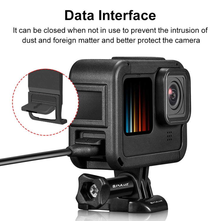 PULUZ Frame Expansion PA Cage พร้อมฝาครอบอินเตอร์เฟสด้านข้างสำหรับ GoPro HERO12 Black / 11 Black / 10 Black / 9 Black, PA Cage with Side Cover
