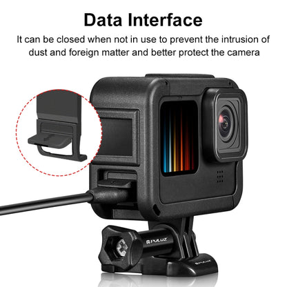 PULUZ Frame Expansion PA Cage พร้อมฝาครอบอินเตอร์เฟสด้านข้างสำหรับ GoPro HERO12 Black / 11 Black / 10 Black / 9 Black, PA Cage with Side Cover