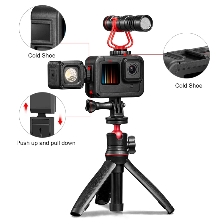 PULUZ Frame Expansion PA Cage พร้อมฝาครอบอินเตอร์เฟสด้านข้างสำหรับ GoPro HERO12 Black / 11 Black / 10 Black / 9 Black, PA Cage with Side Cover