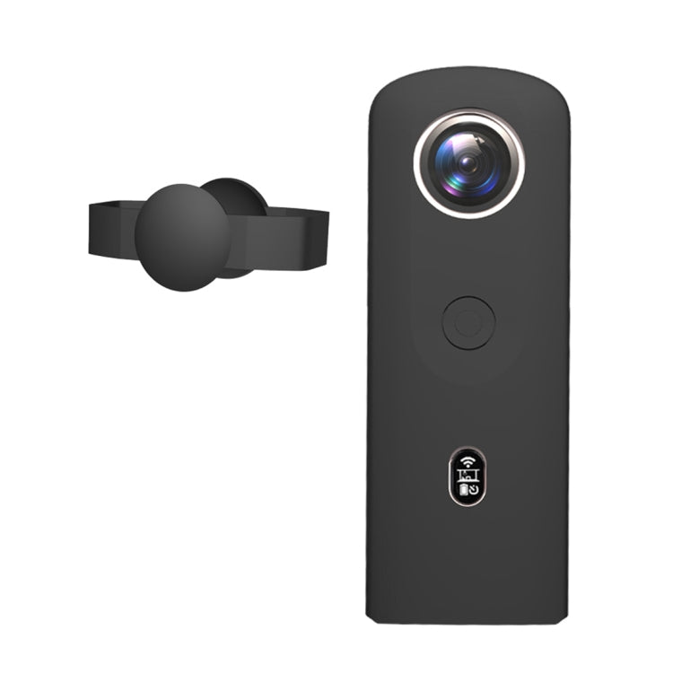 เคสซิลิโคน PULUZ พร้อมฝาครอบเลนส์สำหรับกล้องพาโนรามา Ricoh Theta SC2 360, Silicone Case For Ricoh Theta SC2(Black)
