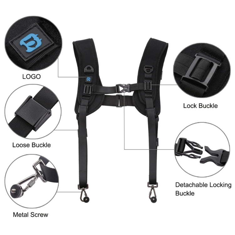 PULUZ Quick Release สายรัดไหล่คู่ Soft Pad Decompression สายรัดโฟมสำหรับกล้องดิจิตอล DSLR, Double Shoulder