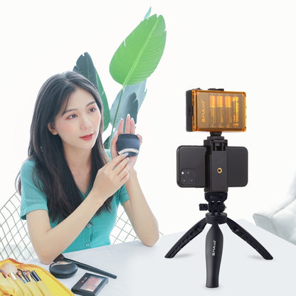 PULUZ เมาท์ขาตั้งกล้องพลาสติกแบบตั้งโต๊ะพร้อมแคลมป์โทรศัพท์และหัวขาตั้งกล้องปรับระดับได้สำหรับสมาร์ทโฟน, Plastic Tripod+Adjusting Head
