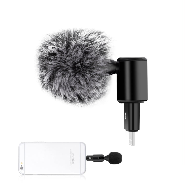 PULUZ 8PIN แจ็คโทรศัพท์มือถือคอนเดนเซอร์รอบทิศทางไมโครโฟนแบบปรับได้, 8 Pin Phone Microphone