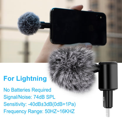 PULUZ 8PIN แจ็คโทรศัพท์มือถือคอนเดนเซอร์รอบทิศทางไมโครโฟนแบบปรับได้, 8 Pin Phone Microphone