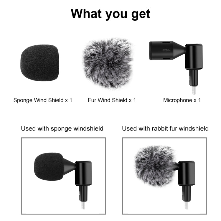 PULUZ 8PIN แจ็คโทรศัพท์มือถือคอนเดนเซอร์รอบทิศทางไมโครโฟนแบบปรับได้, 8 Pin Phone Microphone