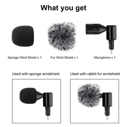 PULUZ 8PIN แจ็คโทรศัพท์มือถือคอนเดนเซอร์รอบทิศทางไมโครโฟนแบบปรับได้, 8 Pin Phone Microphone