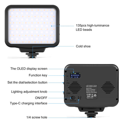 PULUZ Pocket 2500-9900K+RGB Full Color Beauty Fill Light มือถือในกล้องการถ่ายภาพไฟ LED, 135 LED