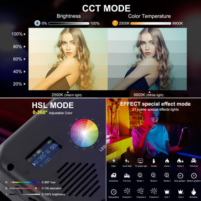 PULUZ Pocket 2500-9900K+RGB Full Color Beauty Fill Light มือถือในกล้องการถ่ายภาพไฟ LED, 135 LED