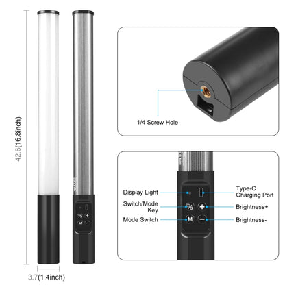 PULUZ ตัวโลหะ 2500-9000K RGB ความงามเติมแสงสีเต็มรูปแบบการถ่ายภาพมือถือไฟ LED, Metal Body Fill Light