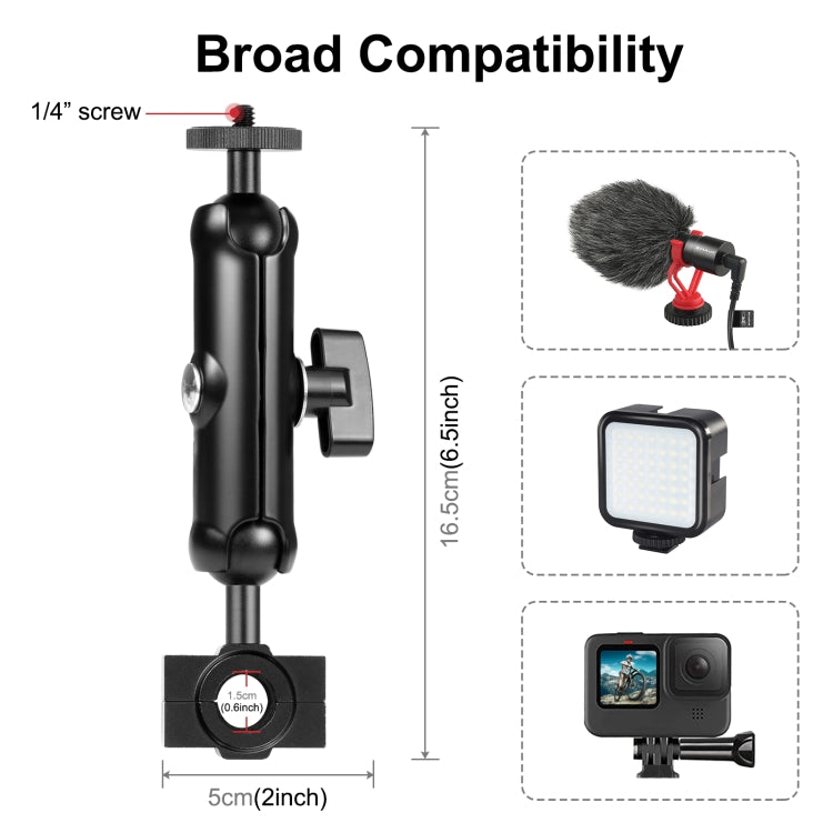 PULUZ ที่ยึดรถจักรยานยนต์กระจกมองหลังแบบคงที่สำหรับ GoPro และกล้องแอ็คชั่นอื่น ๆ, Rearview Mirror Mount