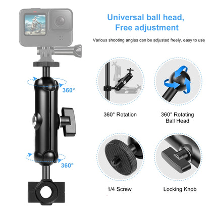 PULUZ ที่ยึดรถจักรยานยนต์กระจกมองหลังแบบคงที่สำหรับ GoPro และกล้องแอ็คชั่นอื่น ๆ, Rearview Mirror Mount