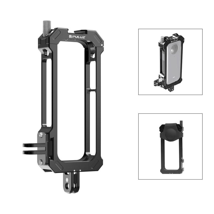สำหรับ Insta360 X3 PULUZ โครงป้องกันโลหะกรง Rig พร้อมฐานรองเท้าเย็นขยายและอะแดปเตอร์ขาตั้งกล้อง, Metal Cage US Stock, For Insta360 X3