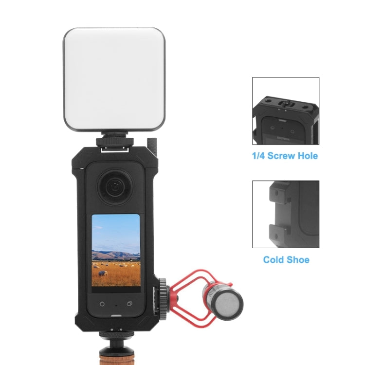 สำหรับ Insta360 X3 PULUZ โครงป้องกันโลหะกรง Rig พร้อมฐานรองเท้าเย็นขยายและอะแดปเตอร์ขาตั้งกล้อง, Metal Cage US Stock, For Insta360 X3